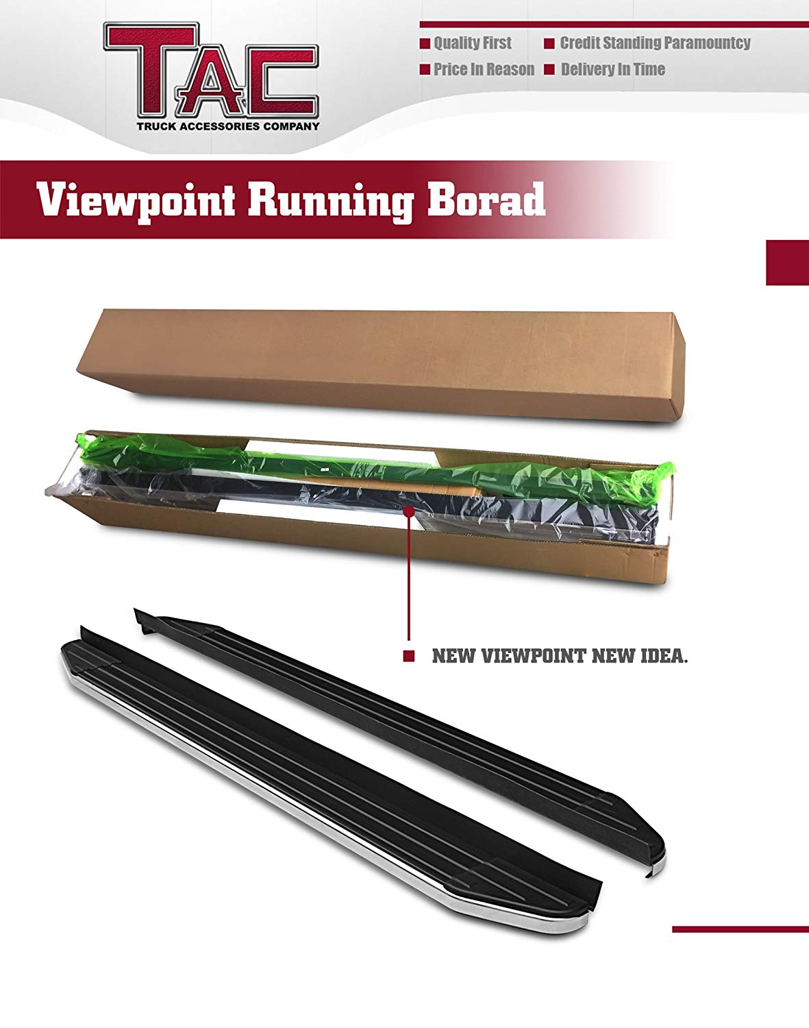 TAC Viewpoint Running Boards Compatible with 2010-2024 Toyota 4Runner (Excl. 2010-2013 SR5/ 2010-2024 Limited Model/2020-2021 Nightshade Model/ 2022-2024 TRD Sport Models) SUV| 5.5 Inch Width| Side Steps| Nerf Bars| Step Rails| Aluminum| Black (2 PCS)