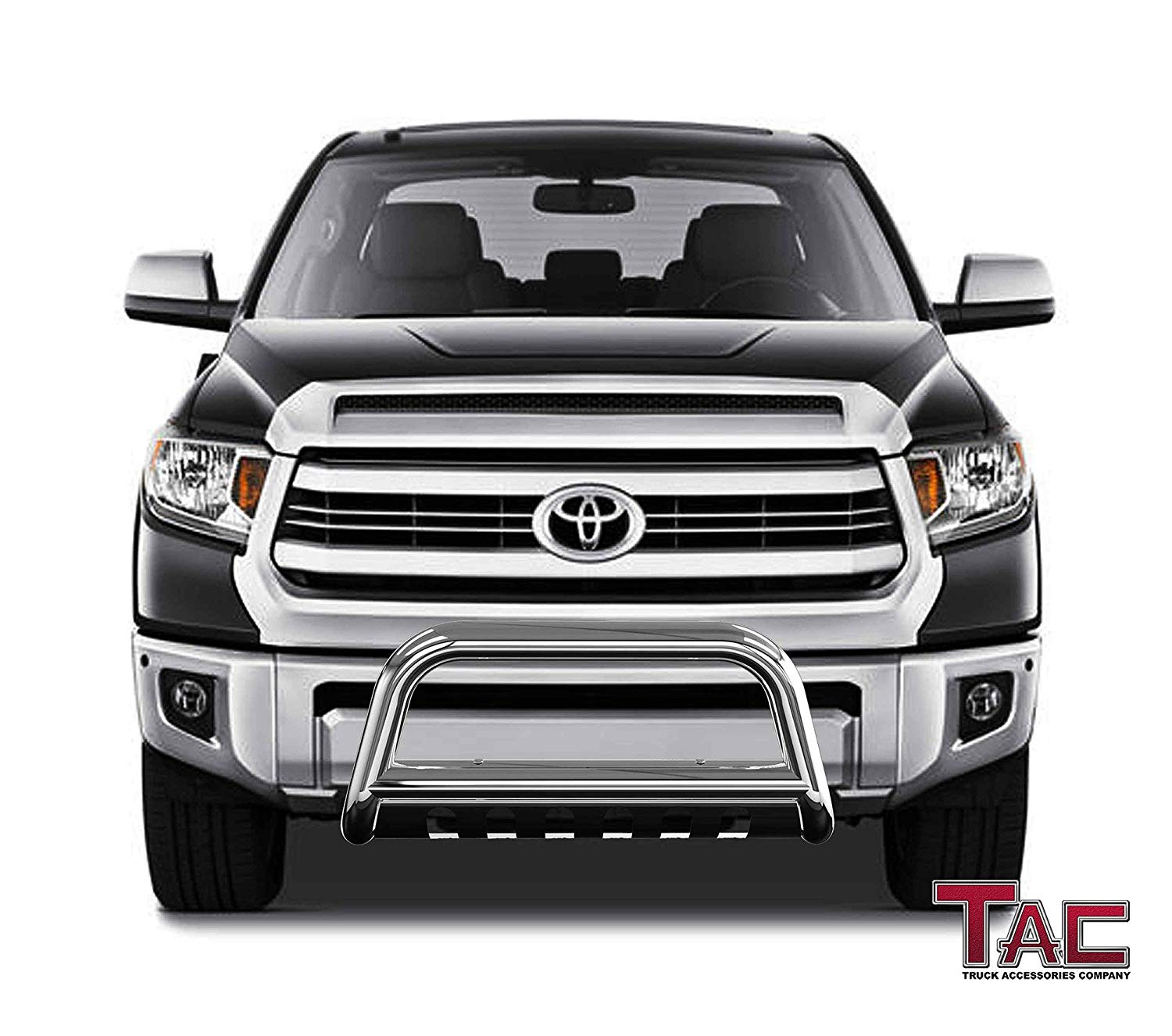 TAC Stainless Steel 3" Bull Bar For 2007-2021 Toyota Tundra Truck / 2008-2022 Toyota Sequoia SUV Front Bumper Brush Grille Guard Nudge Bar - 0
