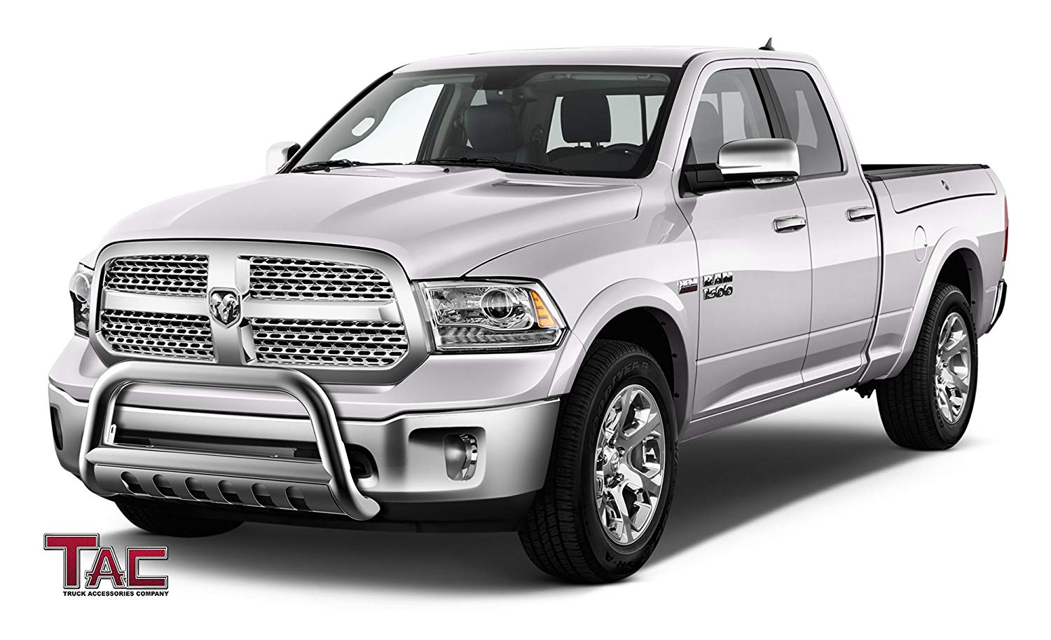 TAC Stainless Steel 3" Bull Bar For 2009-2018 Dodge RAM 1500 (Excl. Rebel & Warlock Trims / Incl. 2019-2023 RAM 1500 Classic) Truck Front Bumper Brush Grille Guard Nudge Bar