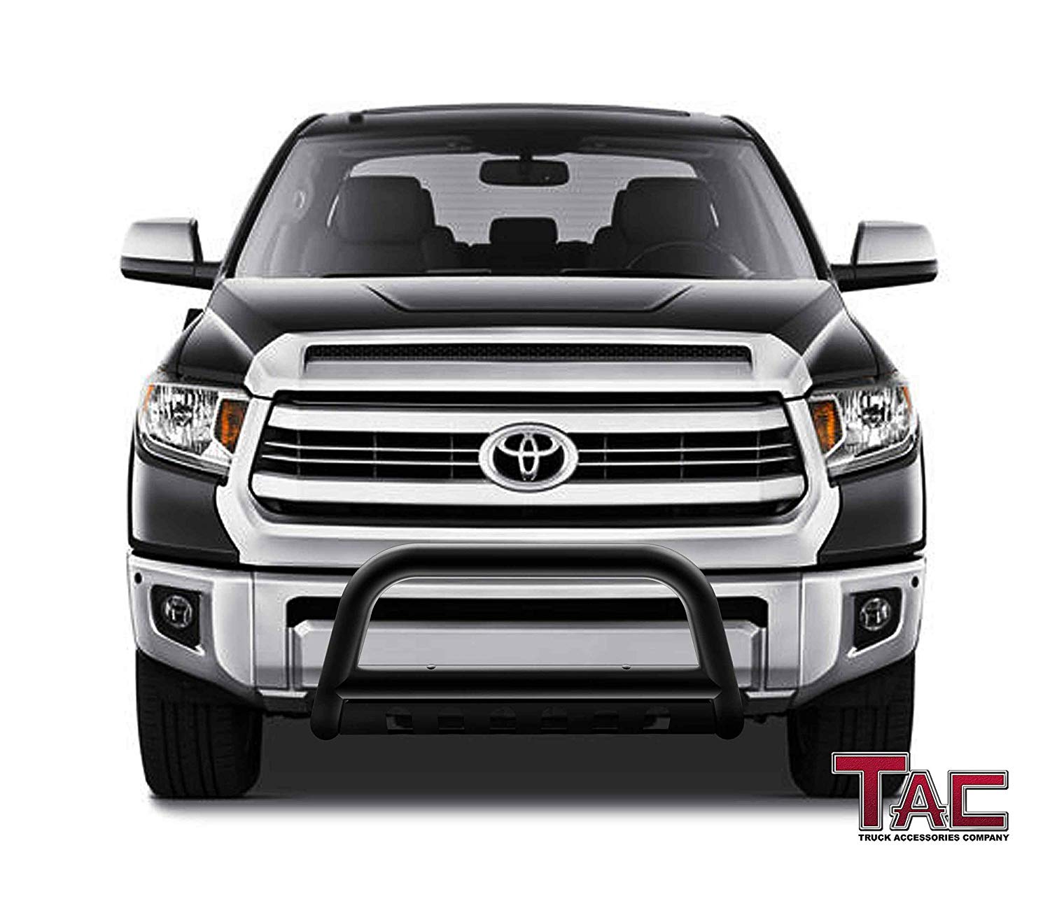 TAC Gloss Black 3" Bull Bar For 2007-2021 Toyota Tundra Truck / 2008-2022 Toyota Sequoia SUV Front Bumper Brush Grille Guard Nudge Bar - 0