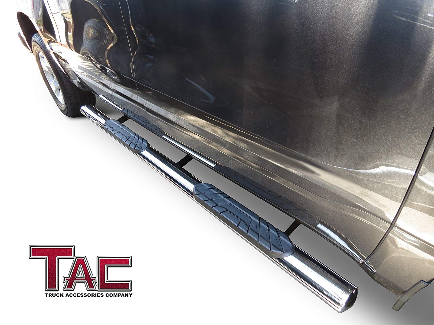 TAC Stainless Steel 4" Side Steps for 2015-2025 Ford F150 & 2022-2025 F150 Lightning EV Supercrew Cab / 2017-2025 Ford F250/F350/F450/F550 Super Duty Crew Cab | Running Boards | Nerf Bars | Side Bars - 0