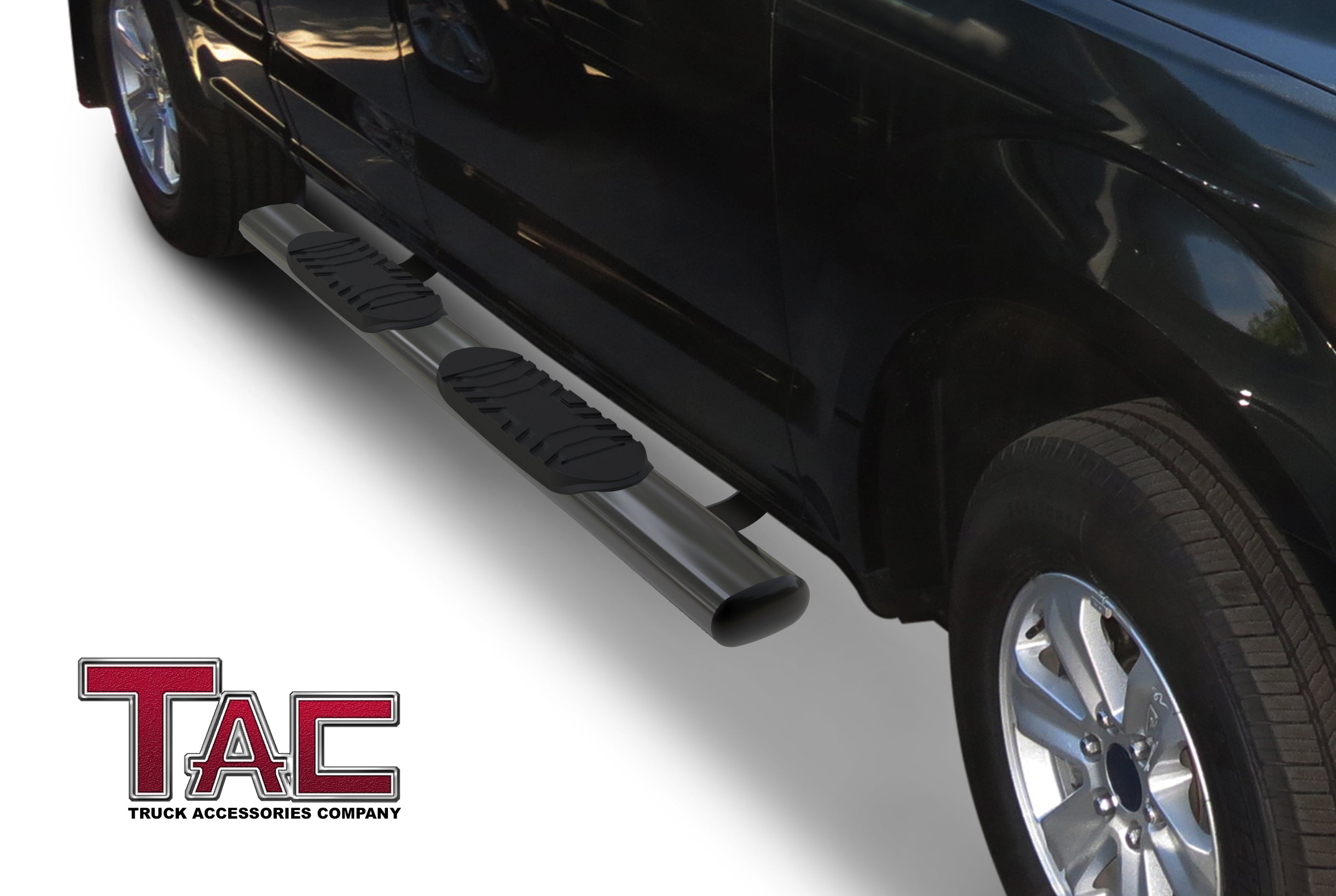 TAC Gloss Black 5" Oval Straight Side Steps For 1999-2016 Ford F250/350/450/550 Super Duty Super Cab | Running Boards | Nerf Bar | Side Bar - 0