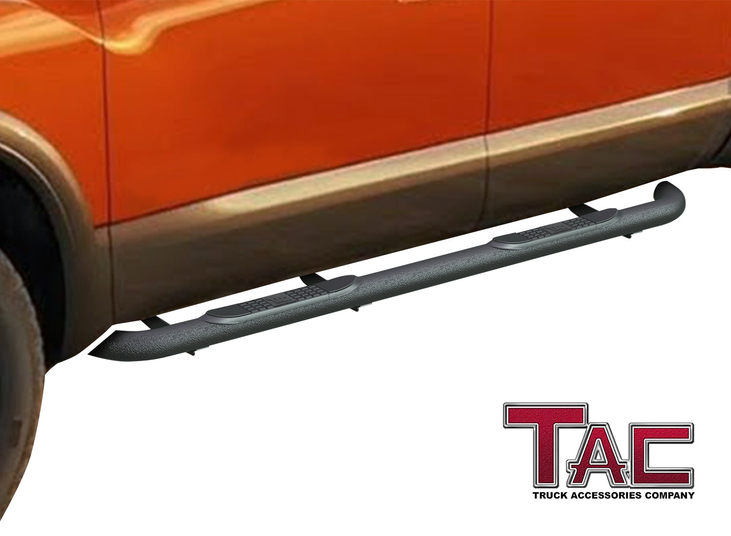 TAC Heavy Texture Black 3" Side Steps for 2004-2024 Nissan Titan Crew Cab | 2016-2024 Nissan Titan XD Crew Cab Truck | Side Steps | Nerf Bars | Side Bars - 0