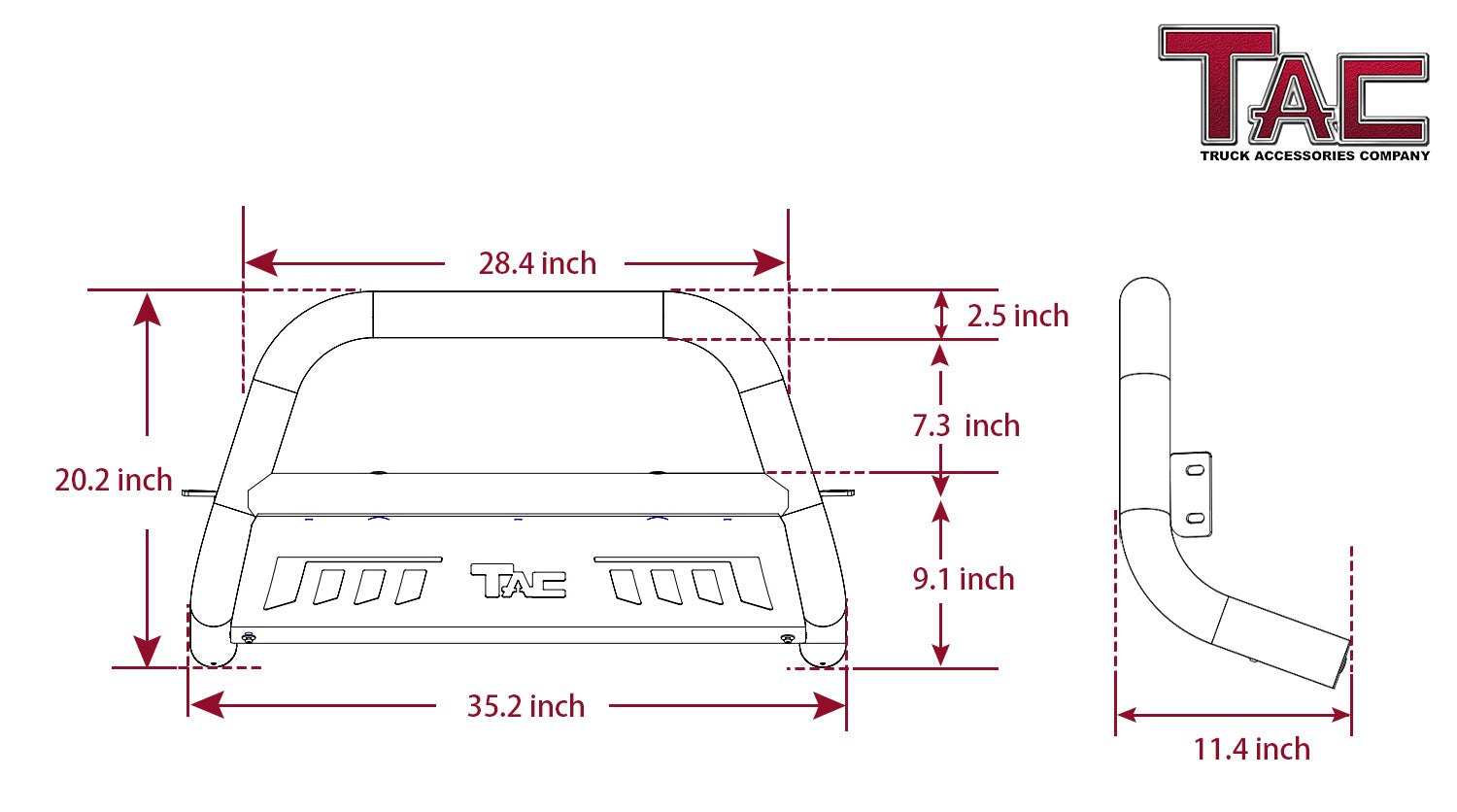 TAC Heavy Texture Black 3" Bull Bar for 2011-2021 Jeep Grand Cherokee (Incl.22 WK & Excl. Limited X, SRT, Summit, Trackhawk, L Model, High Altitude, 80th Anniversary) | 2011-2013 Dodge Durango SUV Front Bumper Grille Guard Brush Guard Off Road Accessories