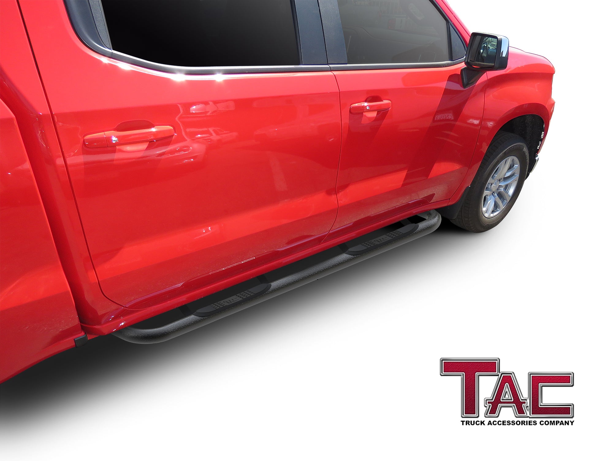 TAC Heavy Texture Black 3"  Side Steps For 2019-2024 Chevy Silverado/GMC Sierra 1500 | 2020-2024 Chevy Silverado/GMC Sierra 2500/3500 Crew Cab Truck | Side Bars | Nerf Bars - 0