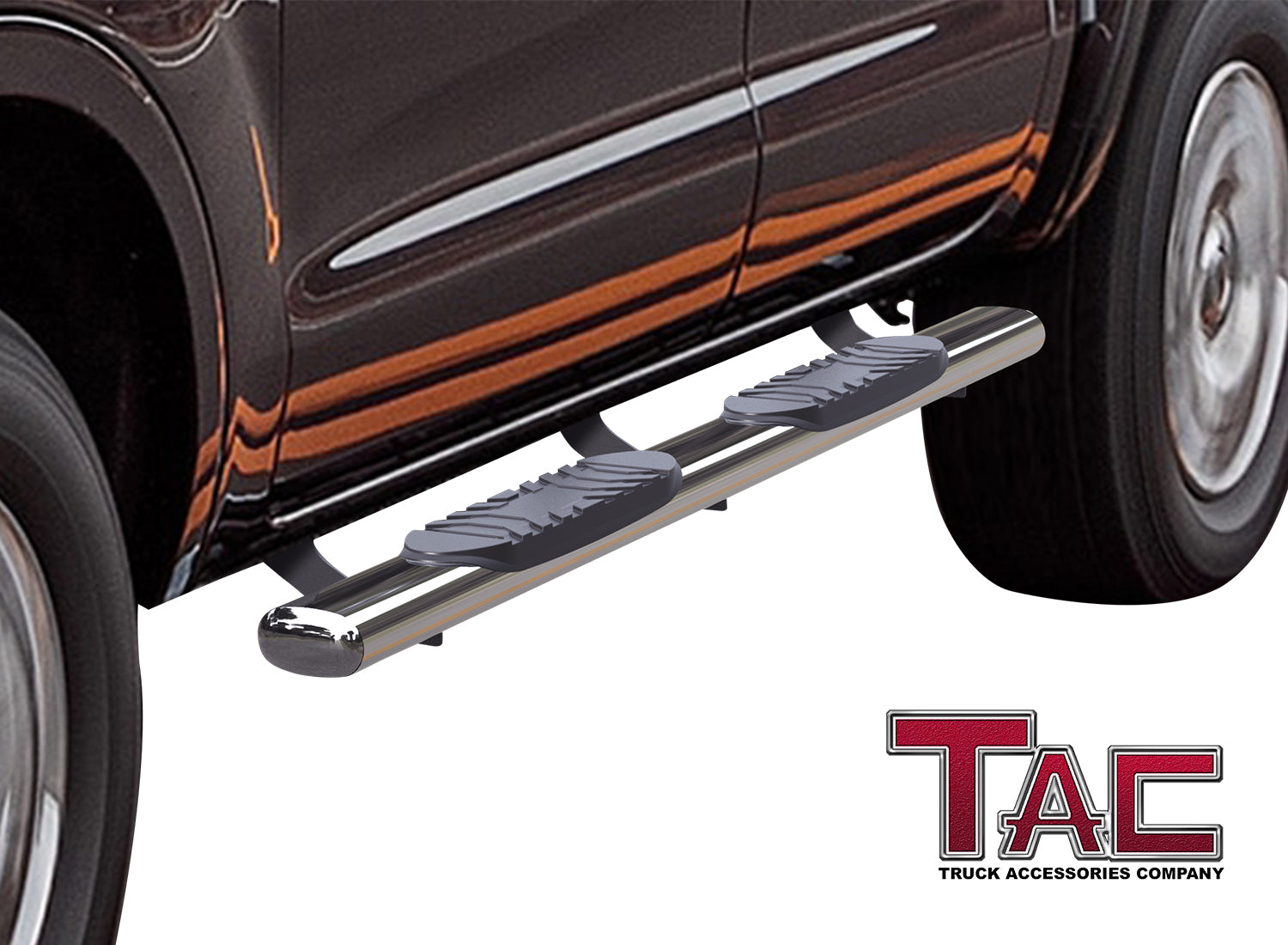TAC Stainless Steel 5" Oval Straight Side Steps Running Boards for 2019-2024 Ford Ranger SuperCrew Cab Truck Pickup Side Bars Step Rails Nerf Bars (2 pcs) - 0
