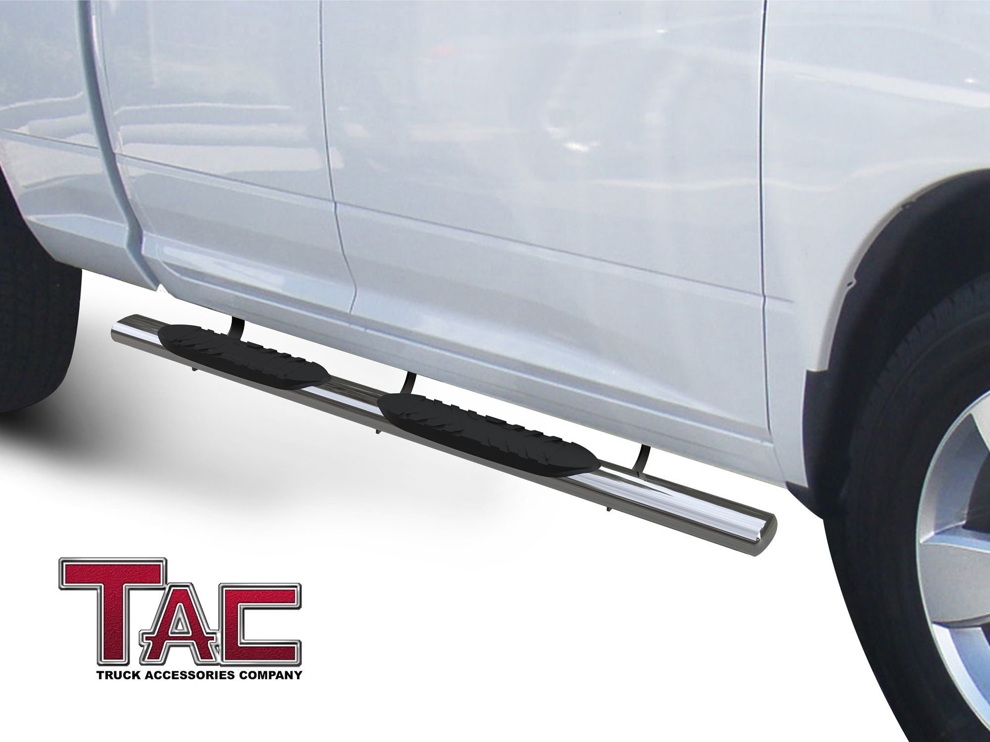 TAC Stainless Steel 5" Oval Straight Side Steps For 2019-2025 Dodge Ram 1500 Quad Cab (Excl. 19-24 RAM 1500 Classic) | Running Boards | Nerf Bar | Side Bar - 0