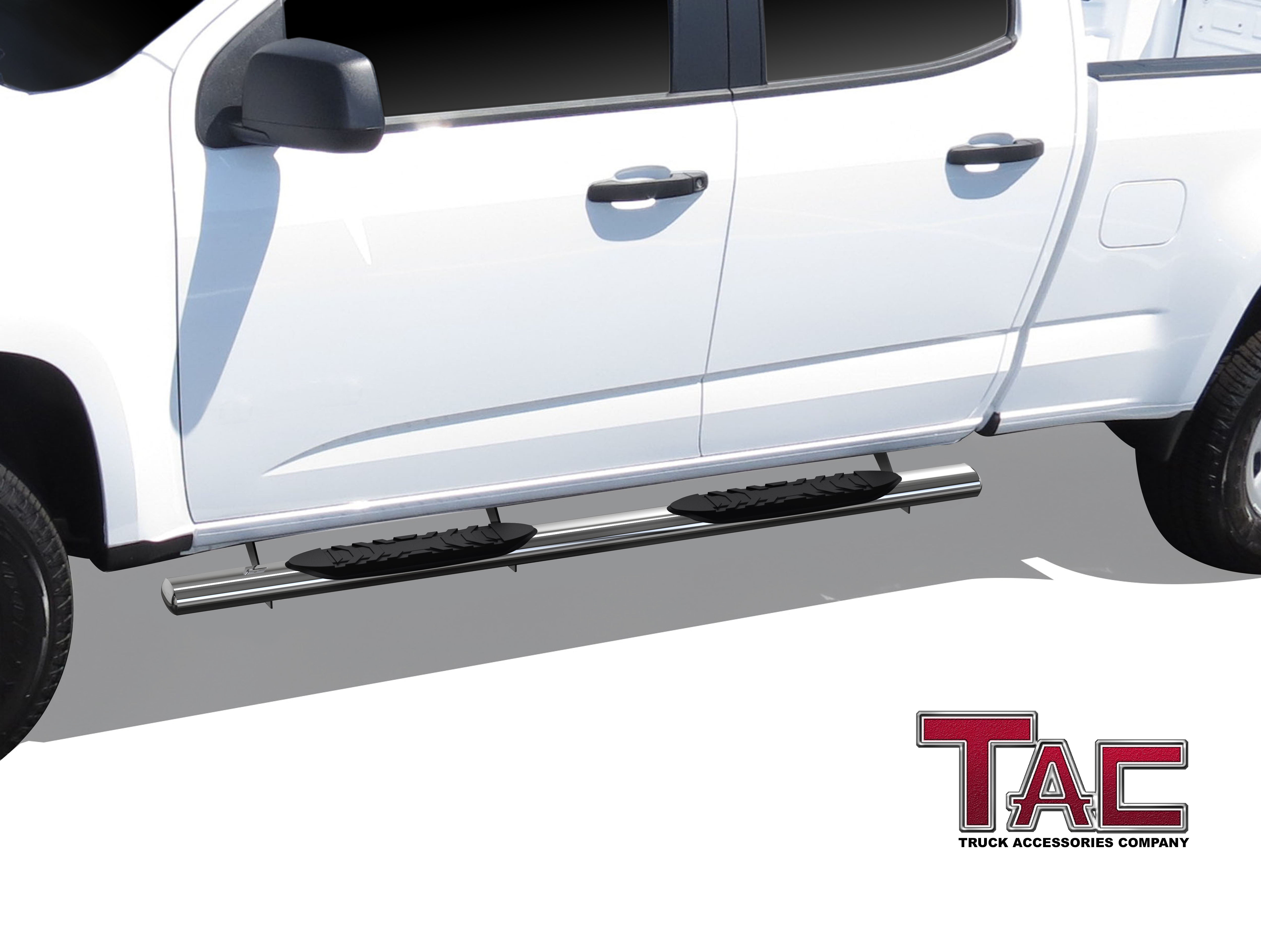 TAC Stainless Steel 5" Oval Straight Side Steps For 2015-2021 Chevy Colorado/GMC Canyon Crew Cab | Running Boards | Nerf Bar | Side Bar - 0