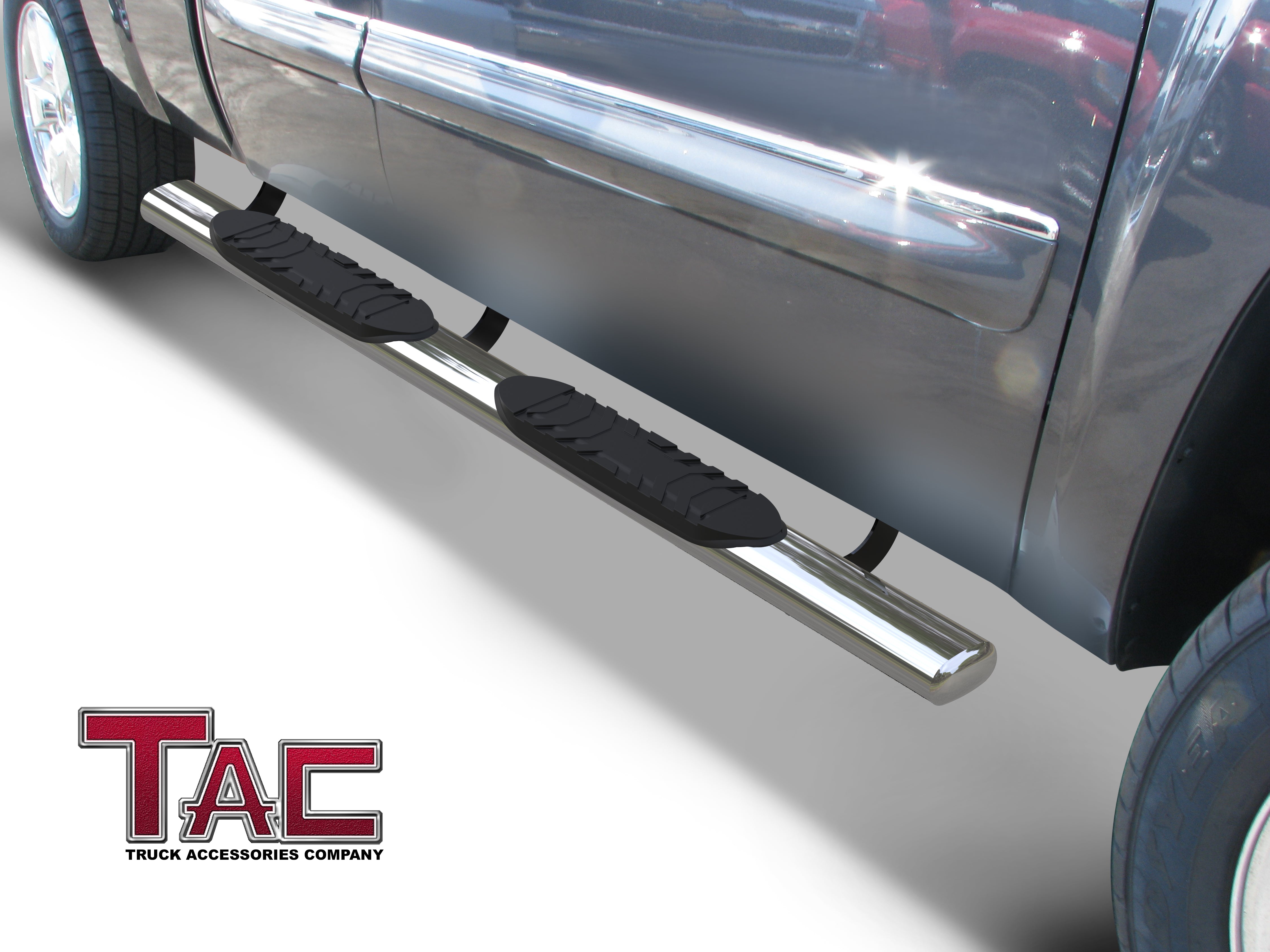 TAC Stainless Steel 5" Oval Straight Side Steps For 2019-2024 Chevy Silverado/GMC Sierra 1500 | 2020-2024 Chevy Silverado/GMC Sierra 2500/3500 Double Cab | Running Boards | Nerf Bar | Side Bar - 0