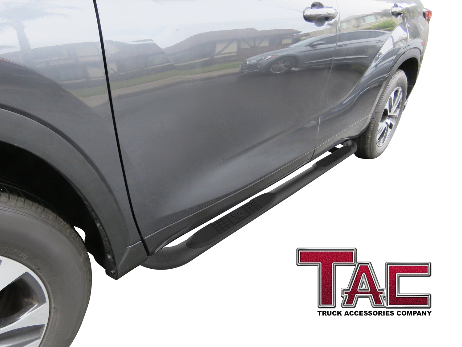 TAC 3" Texture Black Side Steps Compatible with 2020-2024 Toyota Highlander (Exclude Hybrid)| Running Boards| Side Bars| Step Rails| Nerf Bars| Rocker Slider| SUV Accessories (2 PCS)