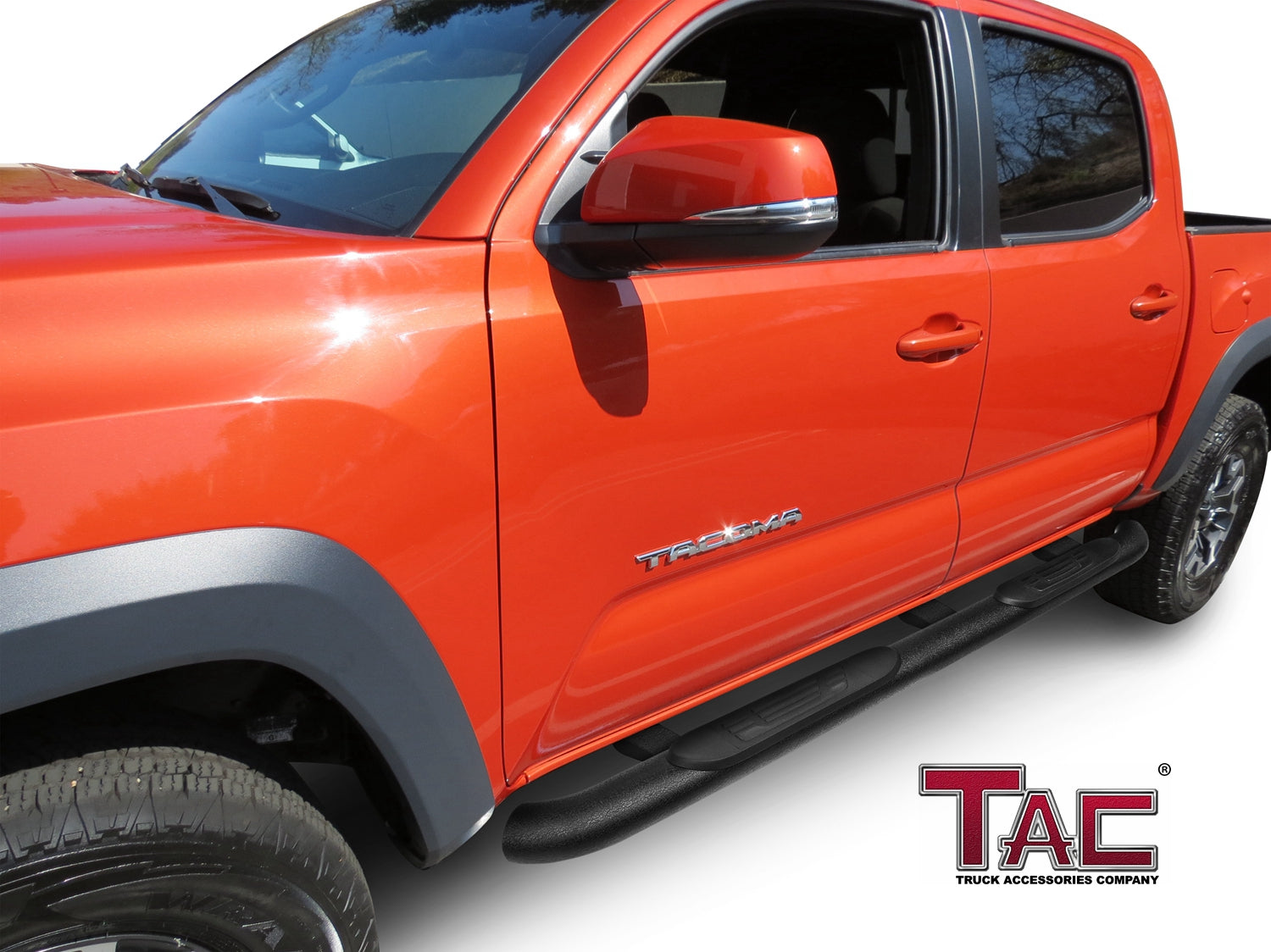 TAC Heavy Texture Black 4" Side Steps for 2005-2023 Toyota Tacoma Double Cab Truck | Running Boards | Nerf Bars | Side Bars - 0