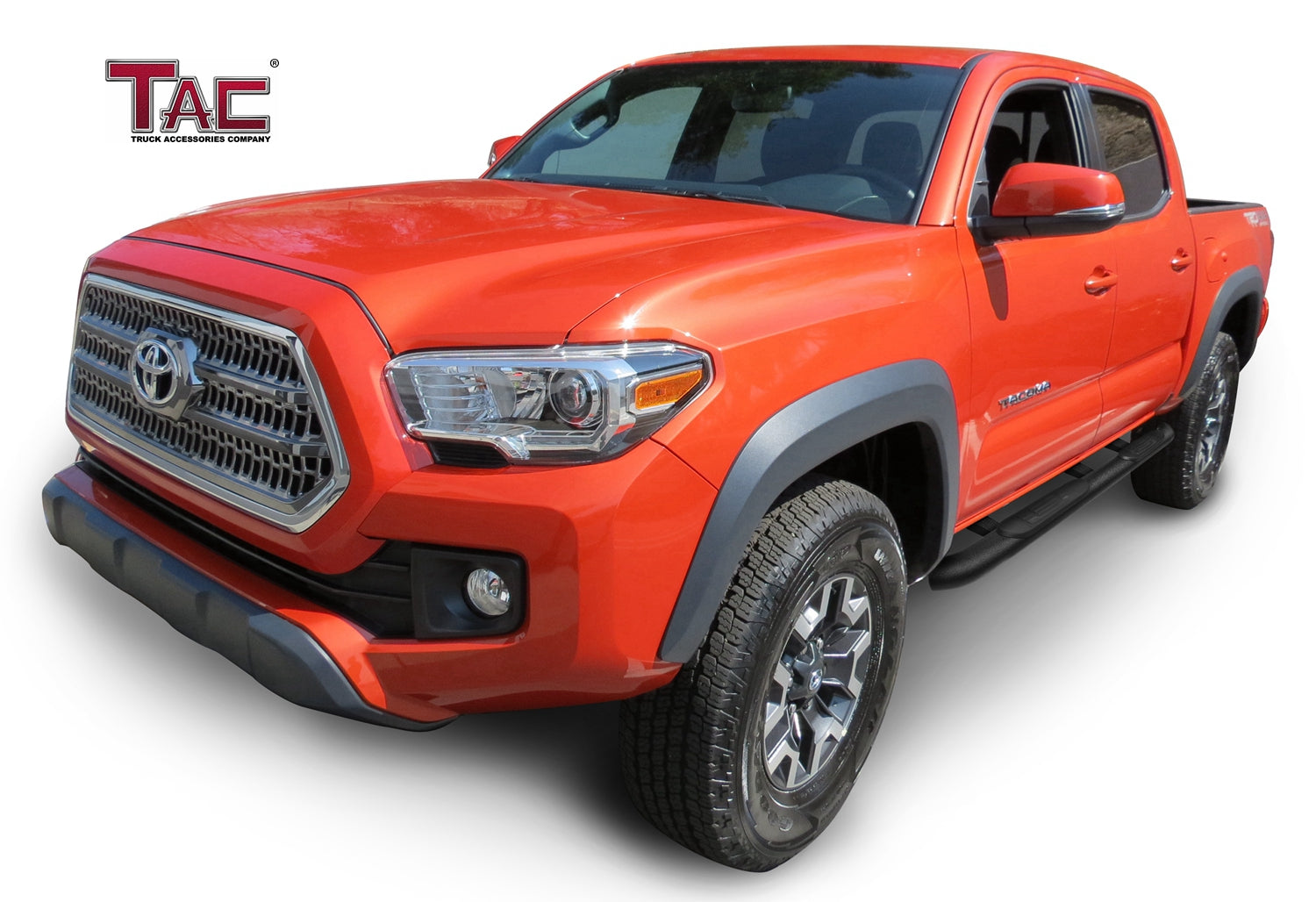 TAC Heavy Texture Black 4" Side Steps for 2005-2023 Toyota Tacoma Double Cab Truck | Running Boards | Nerf Bars | Side Bars