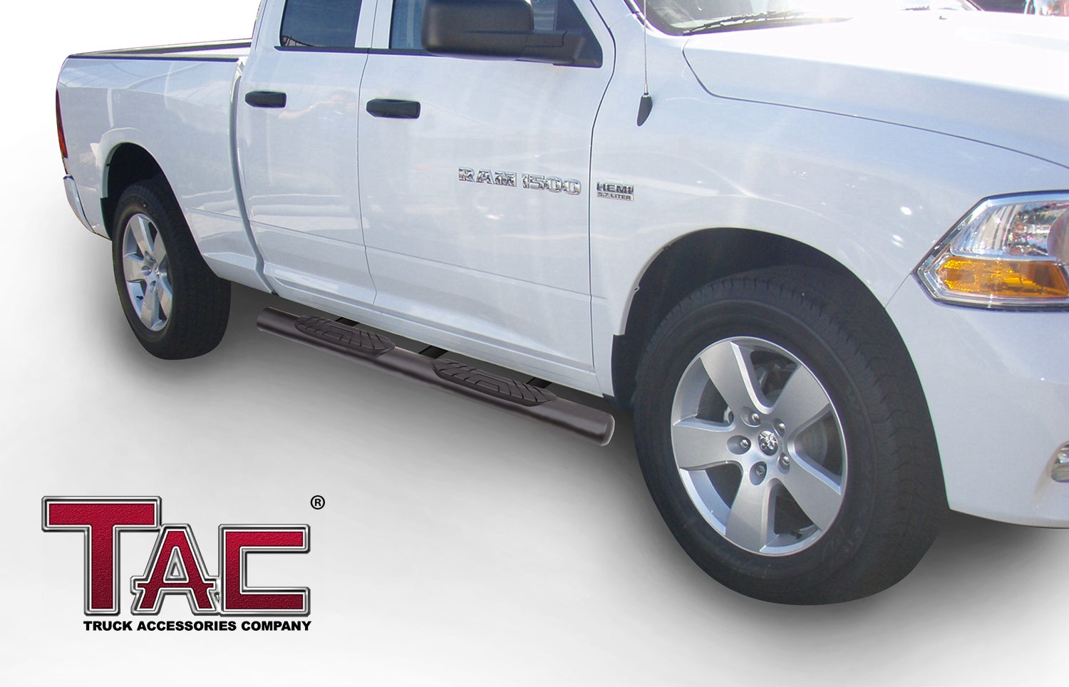 TAC Fine Texture Black 4" Side Steps for 2009-2018 Dodge Ram 1500 Quad Cab (Incl. 2019-2024 Ram 1500 Classic) Truck | Running Boards | Nerf Bar | Side Bar - 0