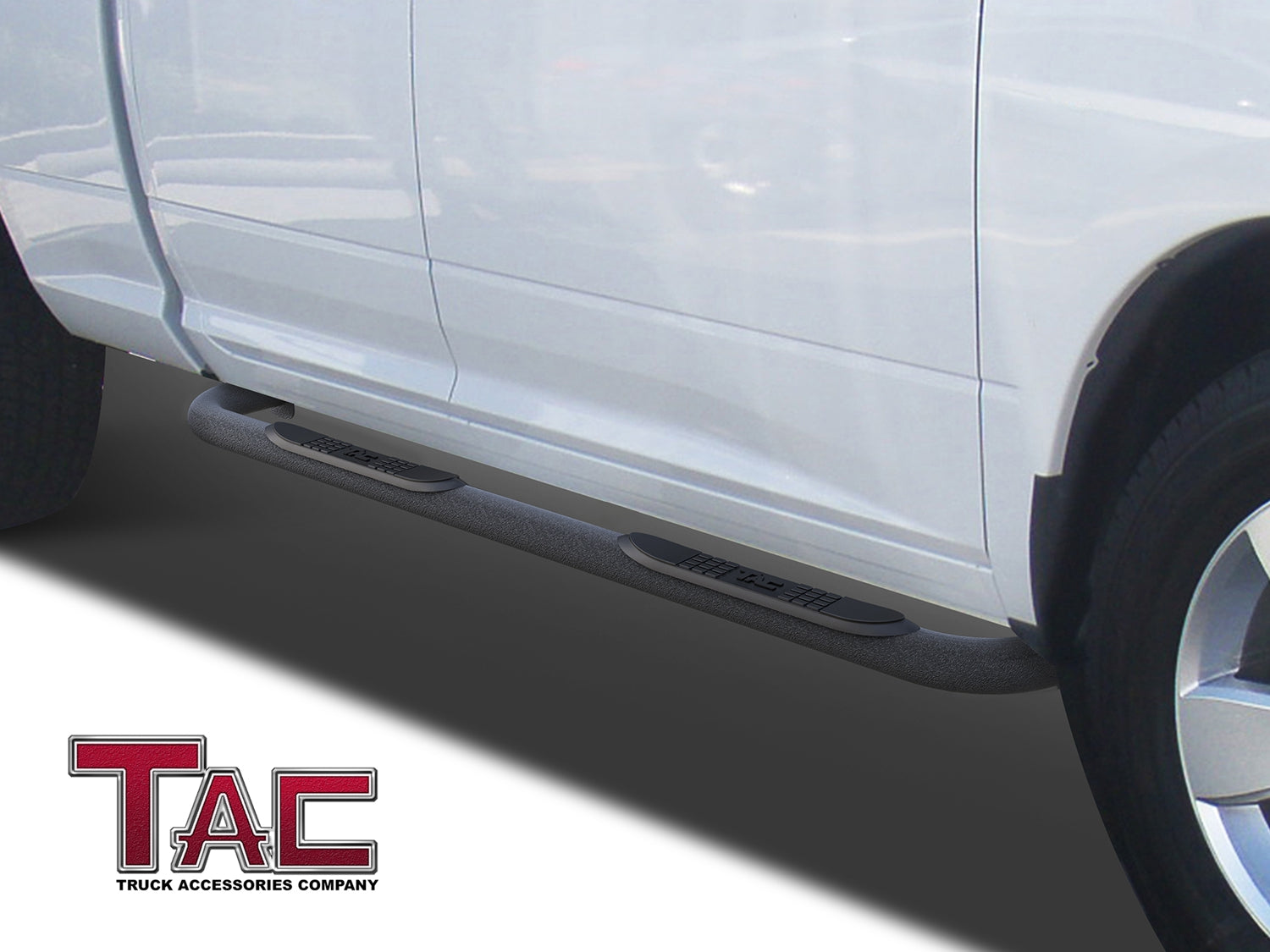 TAC Heavy Texture Black 3" Side Steps For 2009-2018 Dodge Ram 1500 Quad Cab (Incl. 2019-2023 Ram 1500 Classic) Truck | Running Boards | Nerf Bars | Side Bars - 0